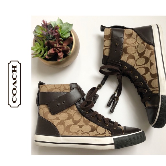 Coach Shoes - 🎉HPx2🎉 COACH Foster Signature Monogram High Tops